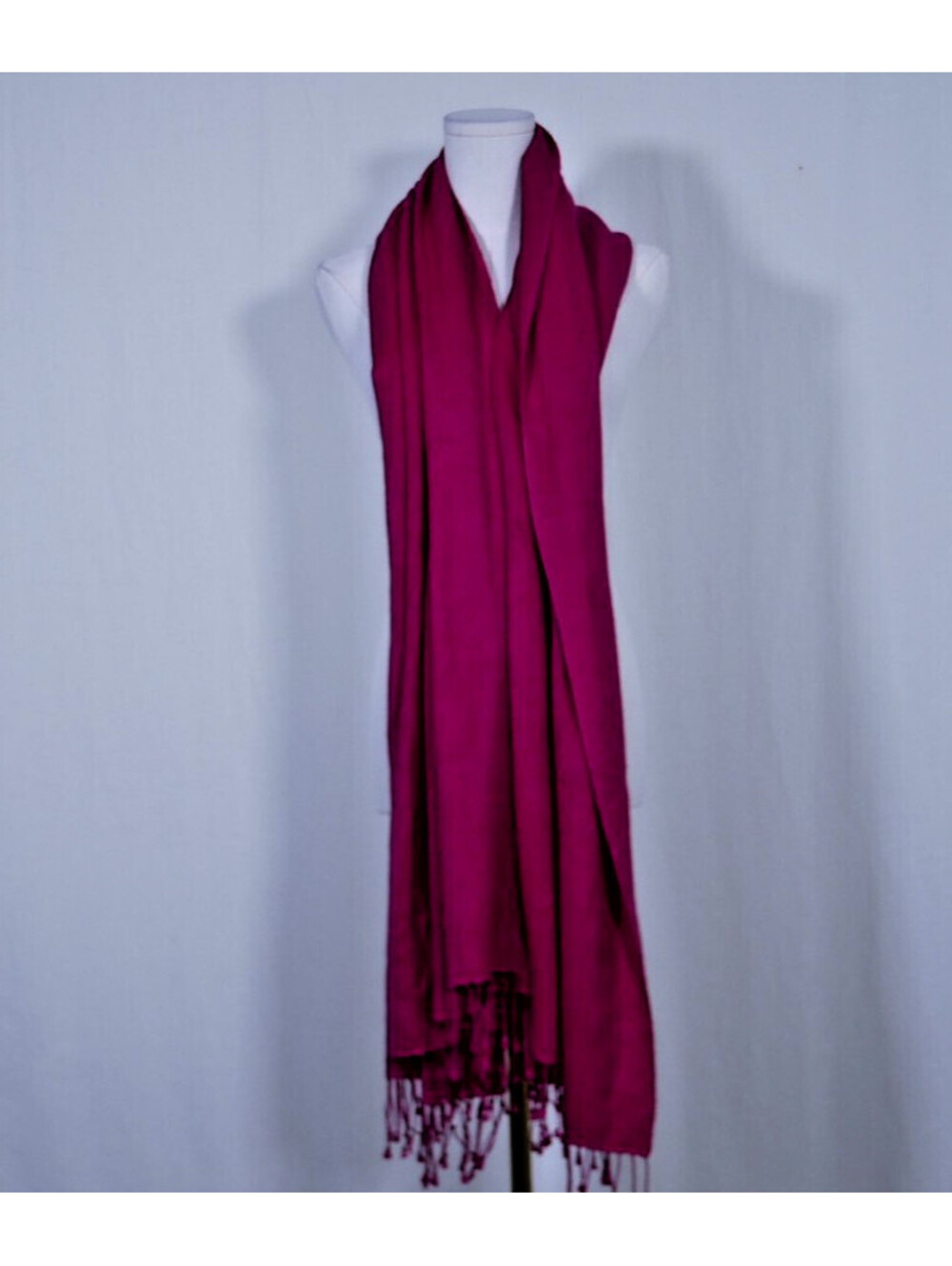 Magenta 100% Cashmere Scarf with Tassels